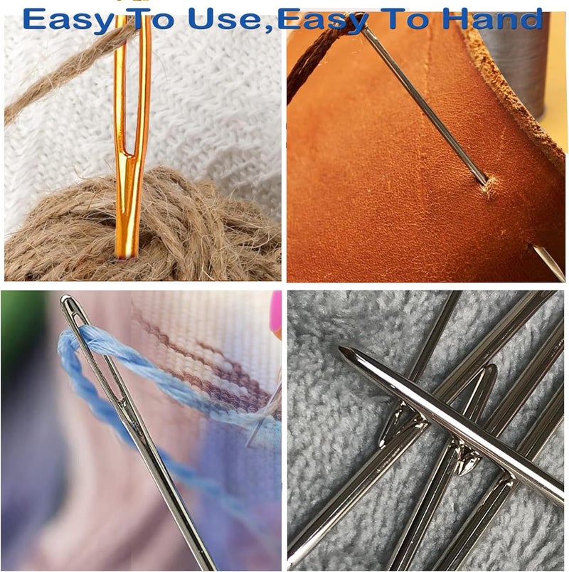pikdmin 32 pcs Large Eye Sewing Needles Kit, Stainless Steel Large-Eye Blunt Needles & Bent Tapestry Needles for Tapestry,Sewing Wool,Weaving （ Crochet Locking Stitch Random Color） - Image 4